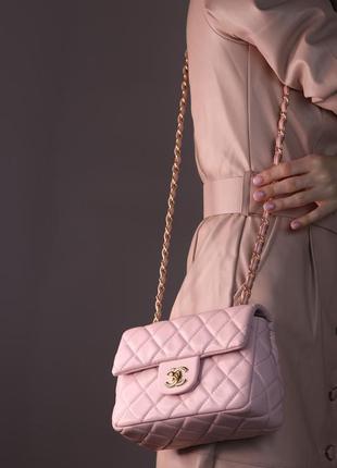 Женская сумка chanel 21 pink, женская сумка, брендовая сумка шанель розового цвета5 фото