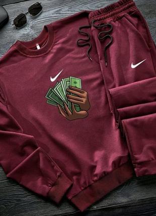 Новый костюм:nike купюры свитшот + штаны1 фото