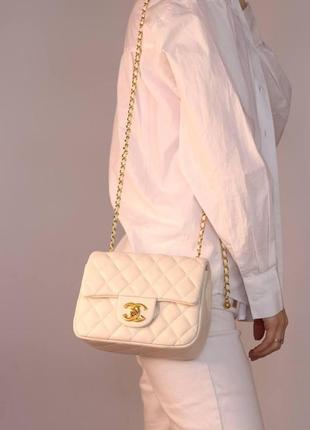 Женская сумка chanel 20 ivory, женская сумка шанель цвета слоновой кости