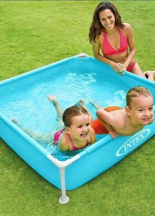 Квадратный каркасный детский бассейн intex 57173 (2 + лет), в кор. 122 * 122 * 30 см