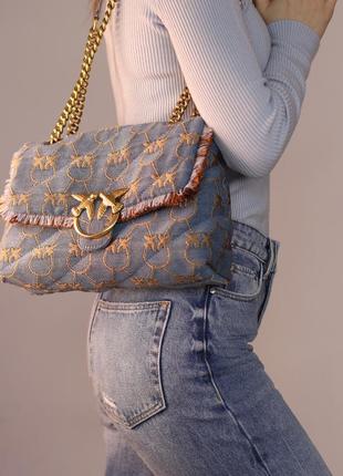 Женская сумка pinko love bag puff denim logo, женская сумка пинко5 фото