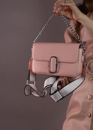 Жіноча сумка marc jacobs shoulder pink, женская сумка, марк джейкобс рожевого кольору4 фото