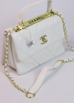 Женская сумка chanel 26 white, женская сумка, шанель белого цвета.1 фото