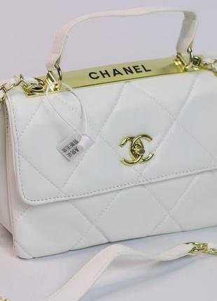 Женская сумка chanel 26 white, женская сумка, шанель белого цвета.2 фото