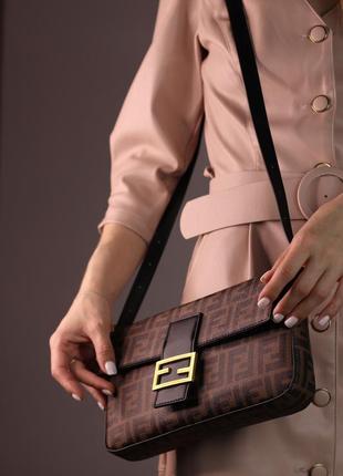 Жіноча сумка fendi brown, жіноча сумка, фенді коричневого кольору3 фото