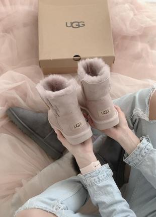 Женские розовые угги ugg mini bailey button pink8 фото