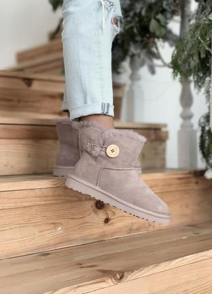 Женские розовые угги ugg mini bailey button pink10 фото