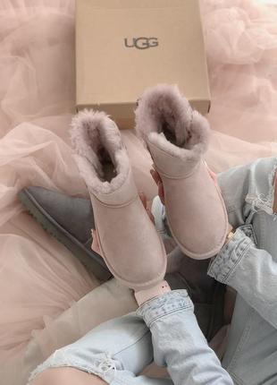 Женские розовые угги ugg mini bailey button pink4 фото