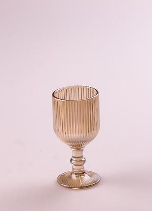 Чарка на ніжці для міцних напоїв фігурна прозора ребриста з товстого скла набор 6 шт tea color2 фото