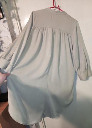 Натуральное,оливковое платье-туника-трапеция,с пышным рукавом,бохо,большого размера,h&m2 фото