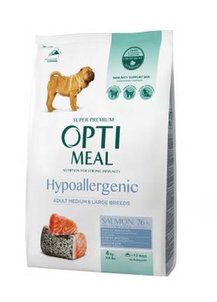 Сухий корм для собак optimeal гіпоалергенний для середніх і великих порід — лосось 4 кг