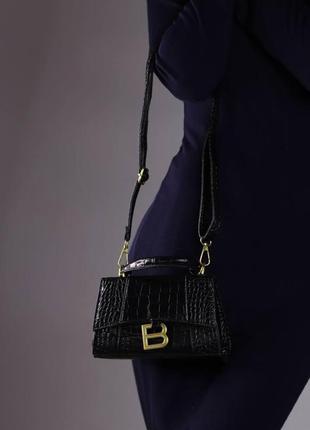 Женская сумка balenciaga hourglass small black, женская сумка, брендовая сумка баленсиага, черного цвета3 фото