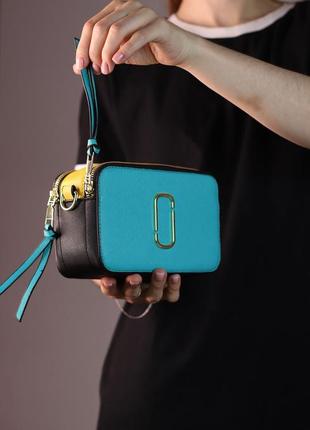 Женская сумка marc jacobs logo turquoise/yellow, женская сумка, марк джейкобс бирюзового/желтого цвета2 фото