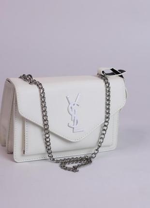 Женская сумка yves saint laurent white, женская сумка ив сен-лоран белого цвета1 фото