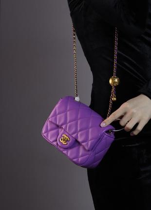 Женская сумка chanel mini 18 violet, женская сумка, брендовая сумка шанель фиолетового цвета2 фото