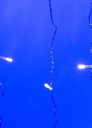 Гірлянда водоспад 3х2 м 210 led (480 l) лампочок світлодіодна прозорий дріт 10 ниток 8 режимів синій2 фото