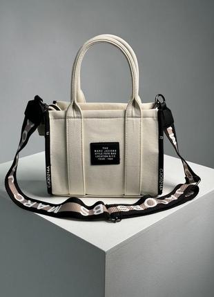 Сумка marc jacobs small tote bag cream/black3 фото