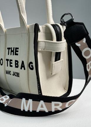 Сумка marc jacobs small tote bag cream/black5 фото