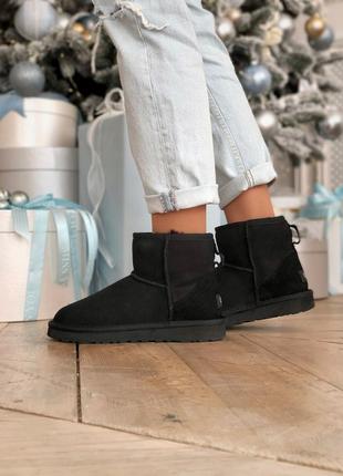 Женские чёрные  угги ugg mini classic black