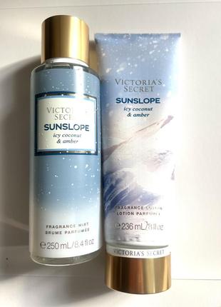 Набор для тела sunslope icy coconut &amp; amber (лосьон, спрей), 236мл/250мл victoria’s secret1 фото