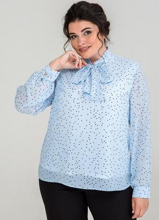 Женская блузка свободная летняя 50, 52 р голубого цвета