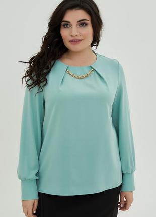 Жіноча блузка повсякденна офісна весняна 50, 52 р м'ятного кольору