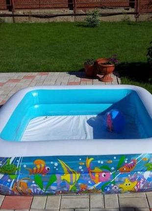 Бассейн надувной с тентом крышой детский intex 57470 "аквариум"  размер 157*157*122 см бассейн с навесом6 фото