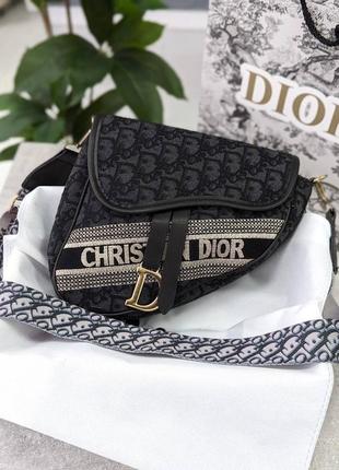 Сумка dior седло текстиль с надписью📌3 фото