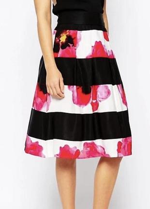 Юбка пышная пинап колорблок вискоза