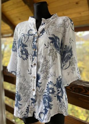 Фирменная стильная качественная натуральная блуза из льна