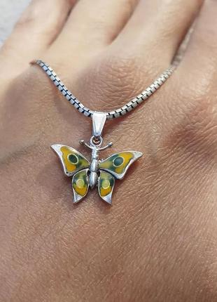 Срібна підвіска "метелик" з емаллю