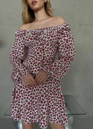 Модна жіноча сукня квітковий прінт лілова новинка 20246 фото