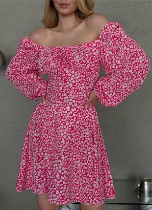 Модна жіноча сукня квітковий прінт лілова новинка 20243 фото