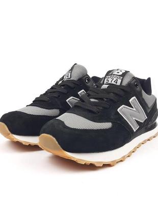 Жіночі кросівки | new balance 574 | чорні з сірим й білим | замша/сітка, :3710 фото