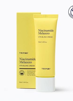 Осветляющий крем с ниацинамидом и витаминным комплексом trimay niacinamide melazero vita blanc cream, 50 мл.