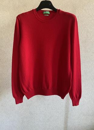Красный свитер из шерсти мериноса benetton1 фото
