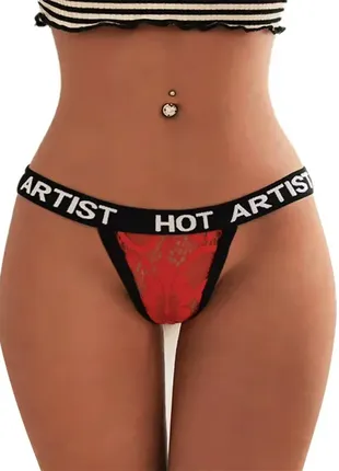 Lanshife сексі трусики стрінги з написом hot artist1 фото
