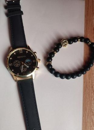 Стильные мужские часы и браслет2 фото