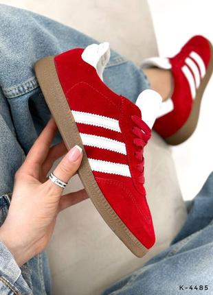 Натуральные кеды - campus, красный, натуральная замша/ кожа