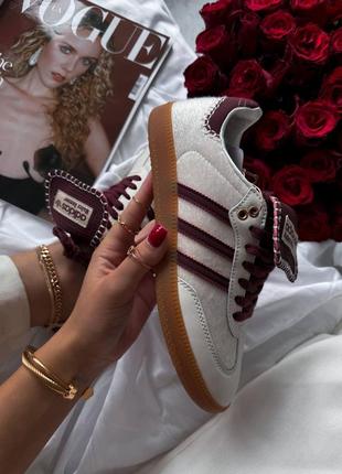 Кеди adidas samba wales bonner cream white pony