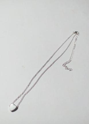 Цепочка с кулоном сердечко, ожерелье подвеска сердце серебро чокер тренд минимализм8 фото