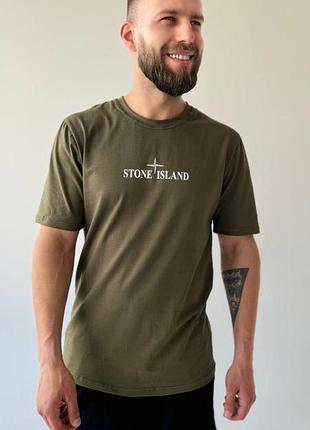 Чоловіча хакі футболка з коротким рукавом stone island