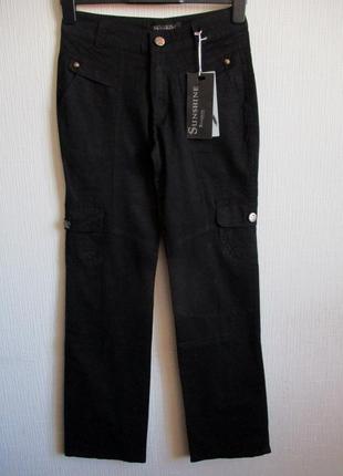Черные котоновые брюки с карманами карго sunshine