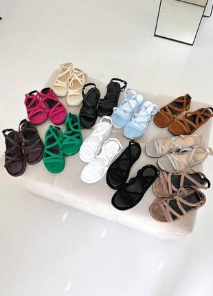 Замшевые кожаные босоножки с переплетением в греческом стиле в ассортименте 4519 459