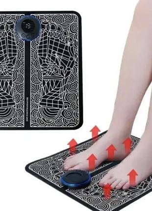 Массажный электрический коврик для ног и ступней черный ems foot massager