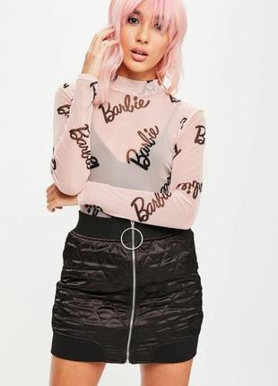 Стеганная мини юбка с молнией по всей длине барби barbie missguided5 фото