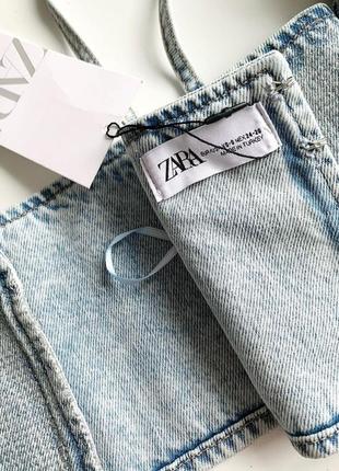 Шикарний джинсовий топ корсет з блискітками zara3 фото