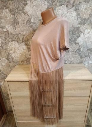 Zara женское платье с длинной бахромой размер s6 фото