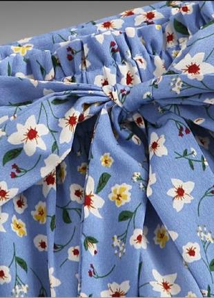 Летняя роскошная короткая юбка с цветочным принтом и поясом от shein2 фото