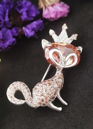 Срібна брошка, кішка, принцеса, 925, срібло